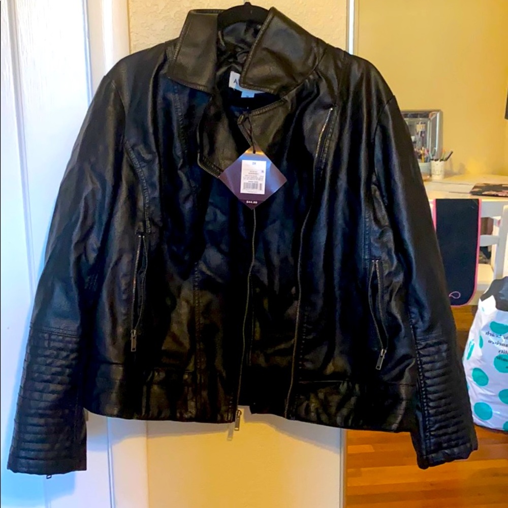 NWT Ava & Viv Faux Leather Jacket 2x Black
